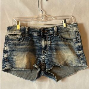 BUCKLE BLACK size 27 Distressed Jean Shorts Frayed Hem fit #256 zipper